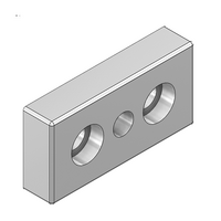 FOOT &amp; CASTER CONNECTING PLATE&lt;BR&gt;30MM X 60MM FLAT NO HOLES, SOLID ALUMINUM
